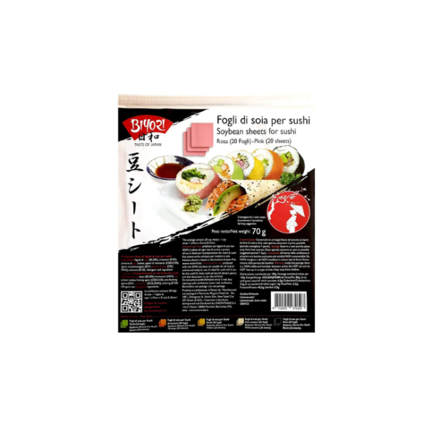 Biyori Fogli di soia rosa per sushi 70 g (20 fogli) - Pink soybean sheets for Sushi - Tấm đậu nành hồng cho Sushi 70 g (20 tấm)