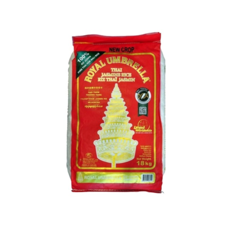 Royal Umbrella - Riso Thai Naturalmente Profumato Jasmine 18 Kg - Thai Jasmine Rice - Gạo Thơm Thái Lan 18 Kg