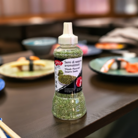Biyori Sesamo Tostato Gusto Wasabi 100 g - Toasted Sesame Wasabi Flavour - Mè nướng hương vị Wasabi 100 g.