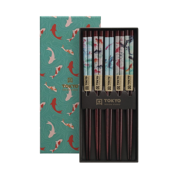 Bacchette colorate Pesce dorato stile Giapponese - Golden Fish- Chopsticks Giftset - 5 paia