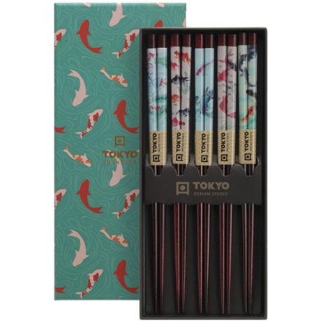 Bacchette colorate Pesce dorato stile Giapponese - Golden Fish- Chopsticks Giftset - 5 paia