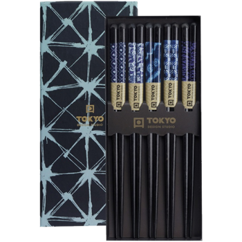 Bacchette colorate Blue Mixed stile Giapponese- Blue Mixed Chopsticks Giftset- 5 paia