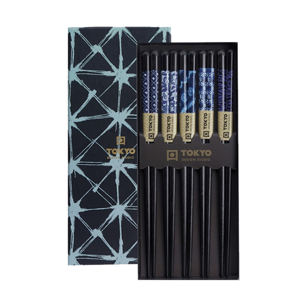 Bacchette colorate Blue Mixed stile Giapponese- Blue Mixed Chopsticks Giftset- 5 paia