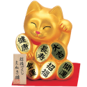 Gatto Porta Fortuna in terra cotta - Lucky Cat Gold-17,5 cm